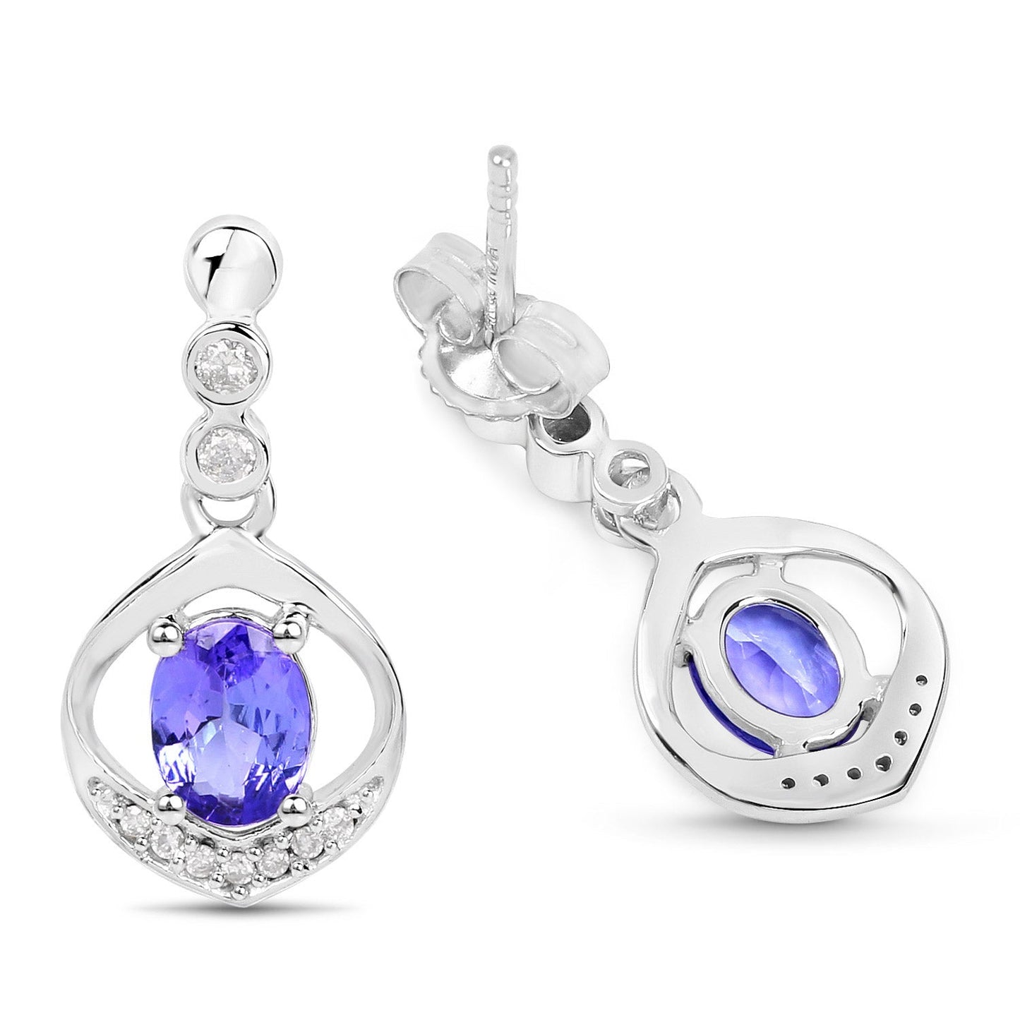 0.76 Carat Genuine Tanzanite and White Diamond 14K White Gold Earrings - Earrings - e5612tanwd - 14kw - view1 - image - Omni Jewelcrafters