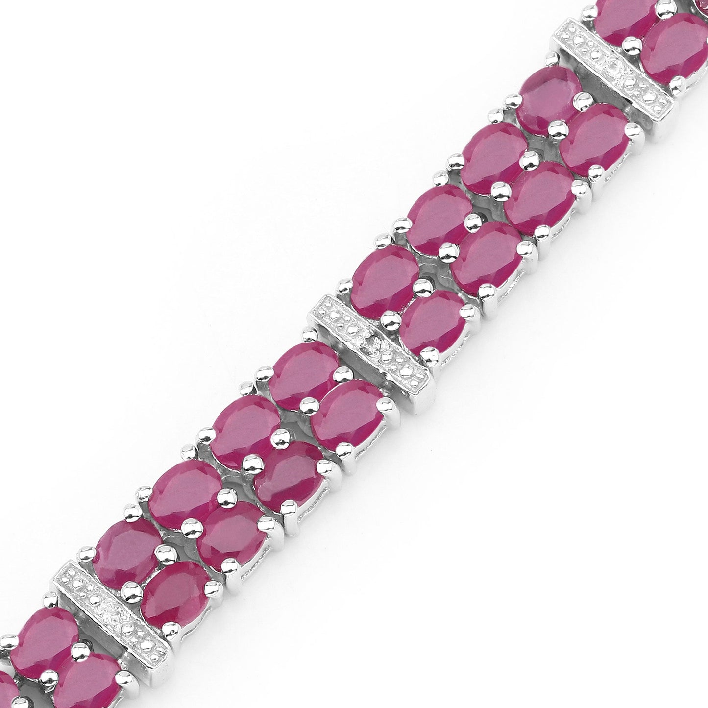 17.65 Carat Glass Filled Ruby and White Topaz .925 Sterling Silver Bracelet - Bracelets - b691gfrwt - view2 - image - Omni Jewelcrafters