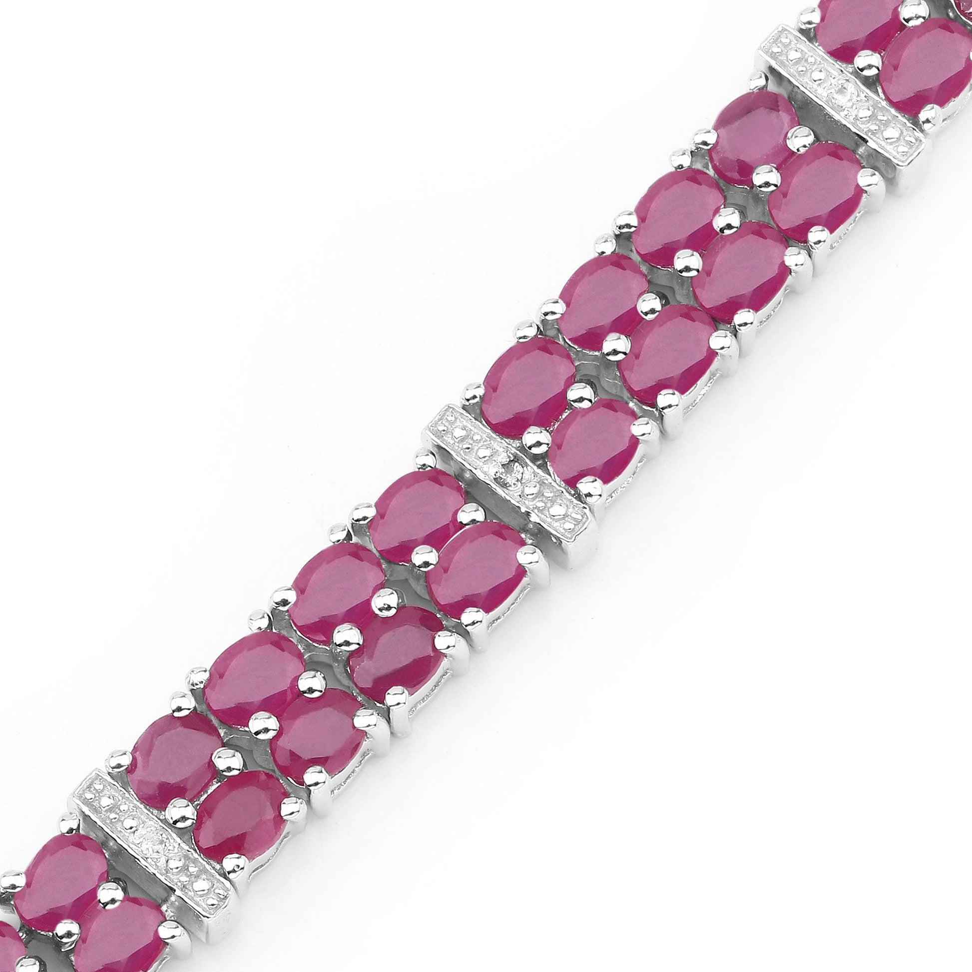 17.65 Carat Glass Filled Ruby and White Topaz .925 Sterling Silver Bracelet - Bracelets - b691gfrwt - view2 - image - Omni Jewelcrafters