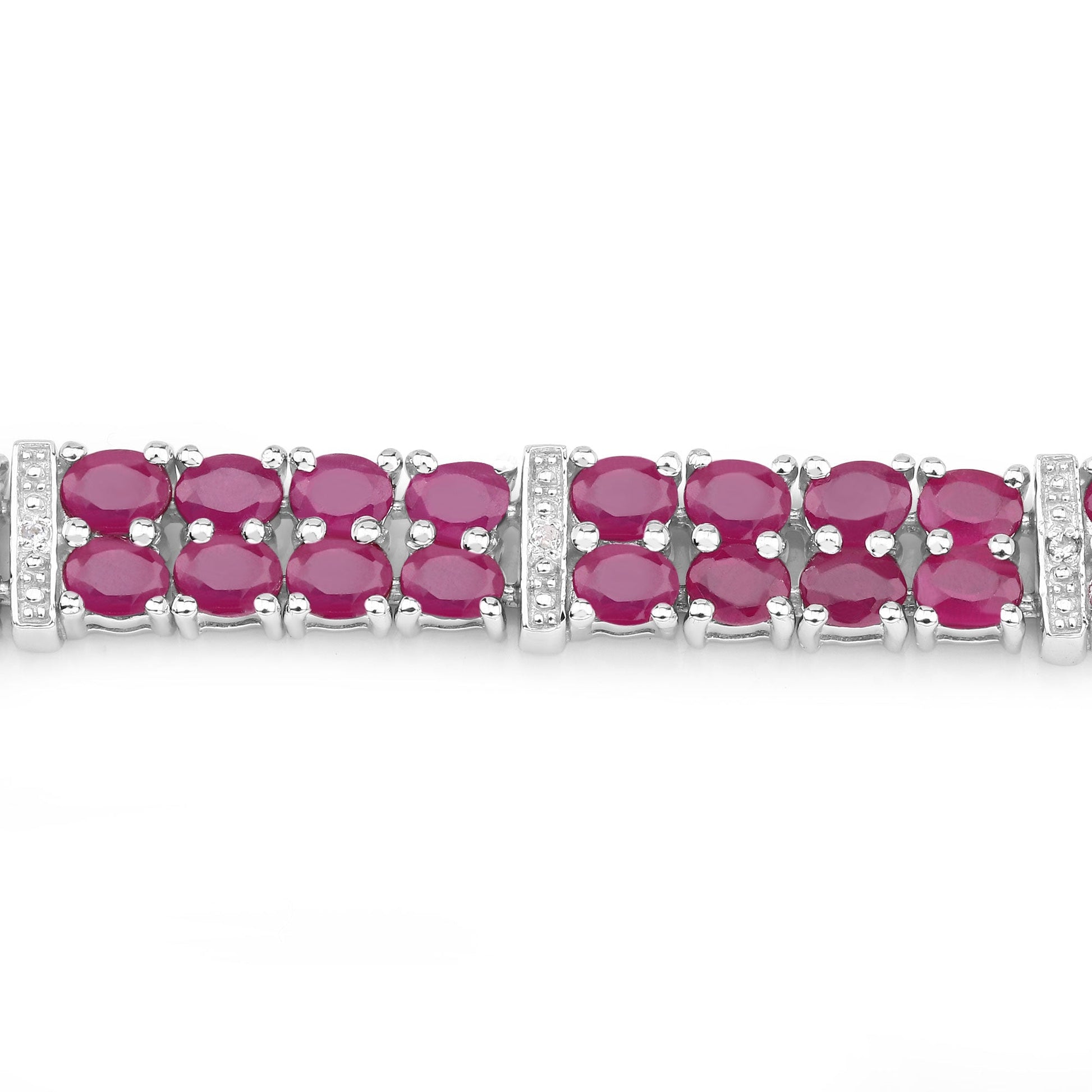 17.65 Carat Glass Filled Ruby and White Topaz .925 Sterling Silver Bracelet - Bracelets - b691gfrwt - view3 - image - Omni Jewelcrafters