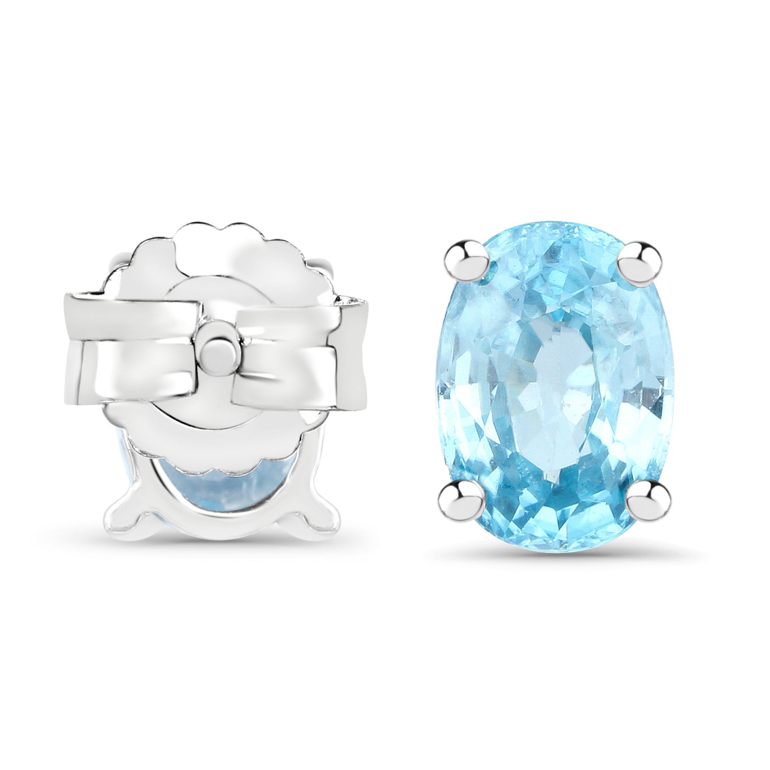 2.40 Carat Genuine Blue Zircon .925 Sterling Silver Earrings - Earrings - e388bz - view2 - image - Omni Jewelcrafters