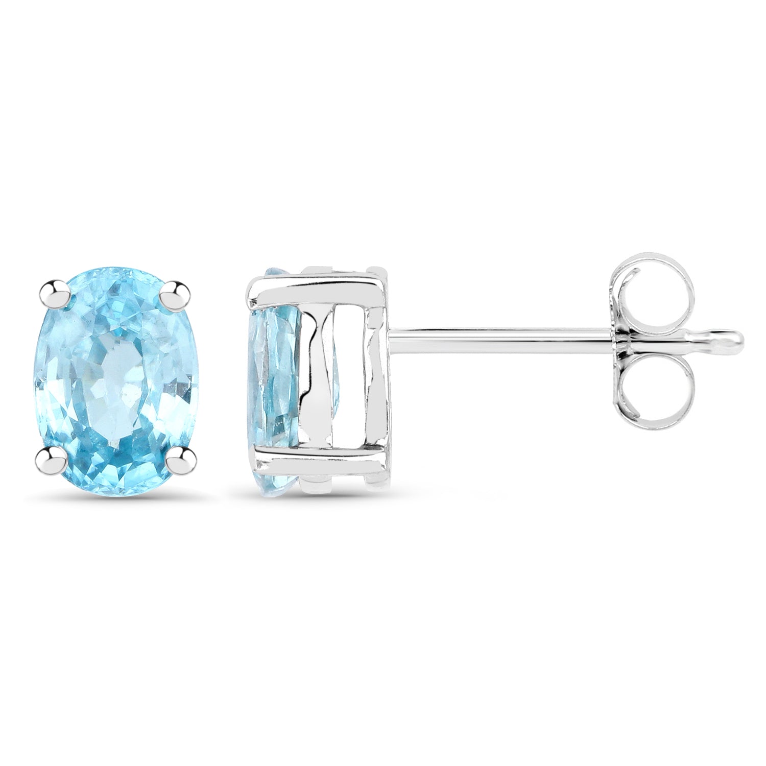 2.40 Carat Genuine Blue Zircon .925 Sterling Silver Earrings - Earrings - e388bz - view1 - image - Omni Jewelcrafters