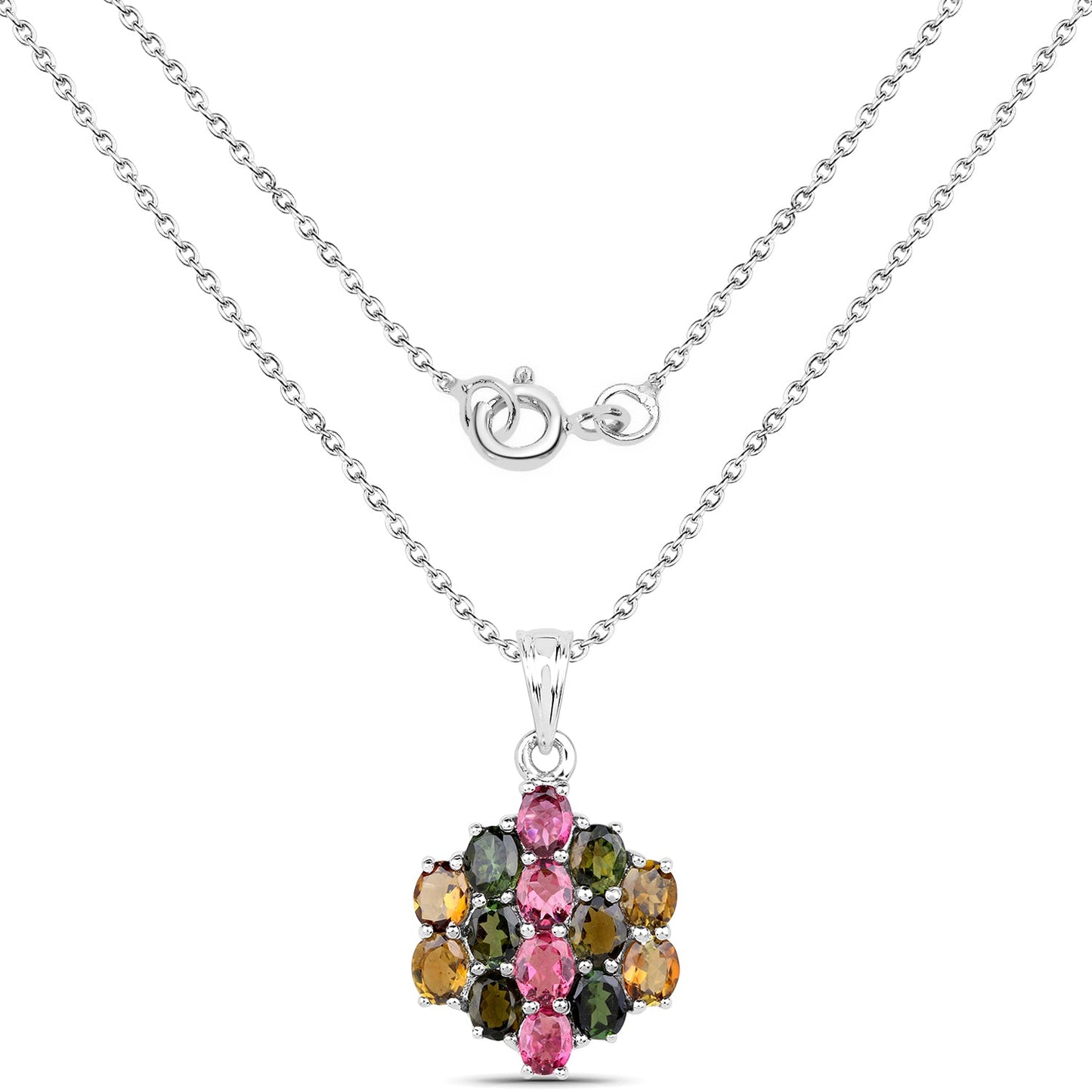 4.34 Carat Genuine Pink Tourmaline, Green Tourmaline & Brown Tourmaline .925 Sterling Silver Pendant - Pendants - p5153mt - view1 - image - Omni Jewelcrafters