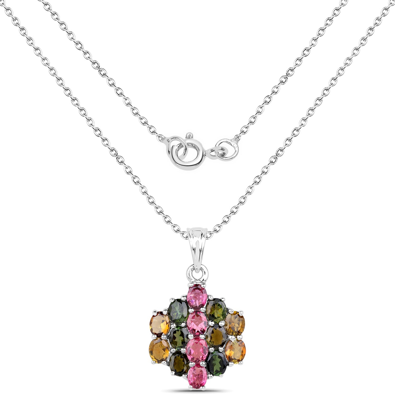 4.34 Carat Genuine Pink Tourmaline, Green Tourmaline & Brown Tourmaline .925 Sterling Silver Pendant - Pendants - p5153mt - view1 - image - Omni Jewelcrafters