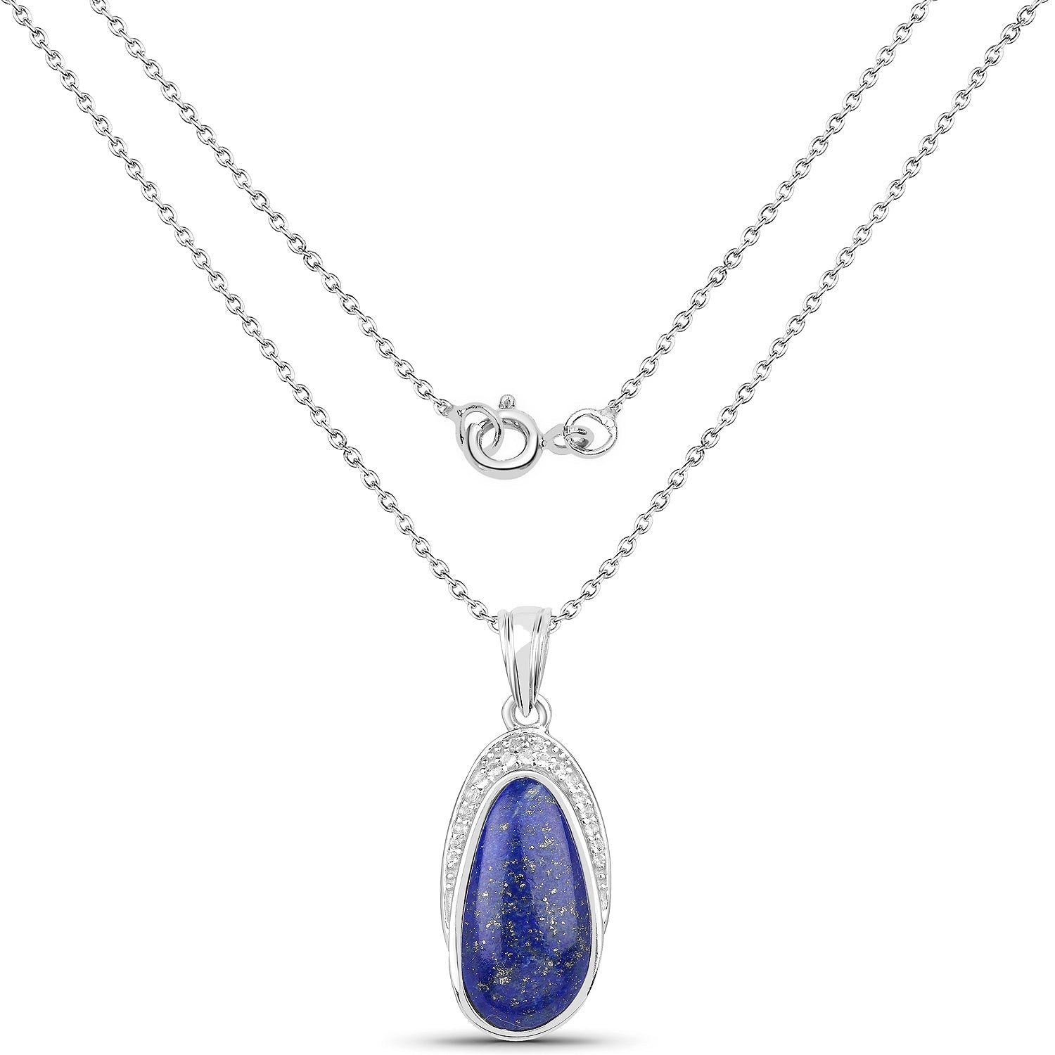 7.58 Carat Genuine Lapis And White Topaz .925 Sterling Silver Pendant - Pendants - p7886lapiswt - view1 - image - Omni Jewelcrafters