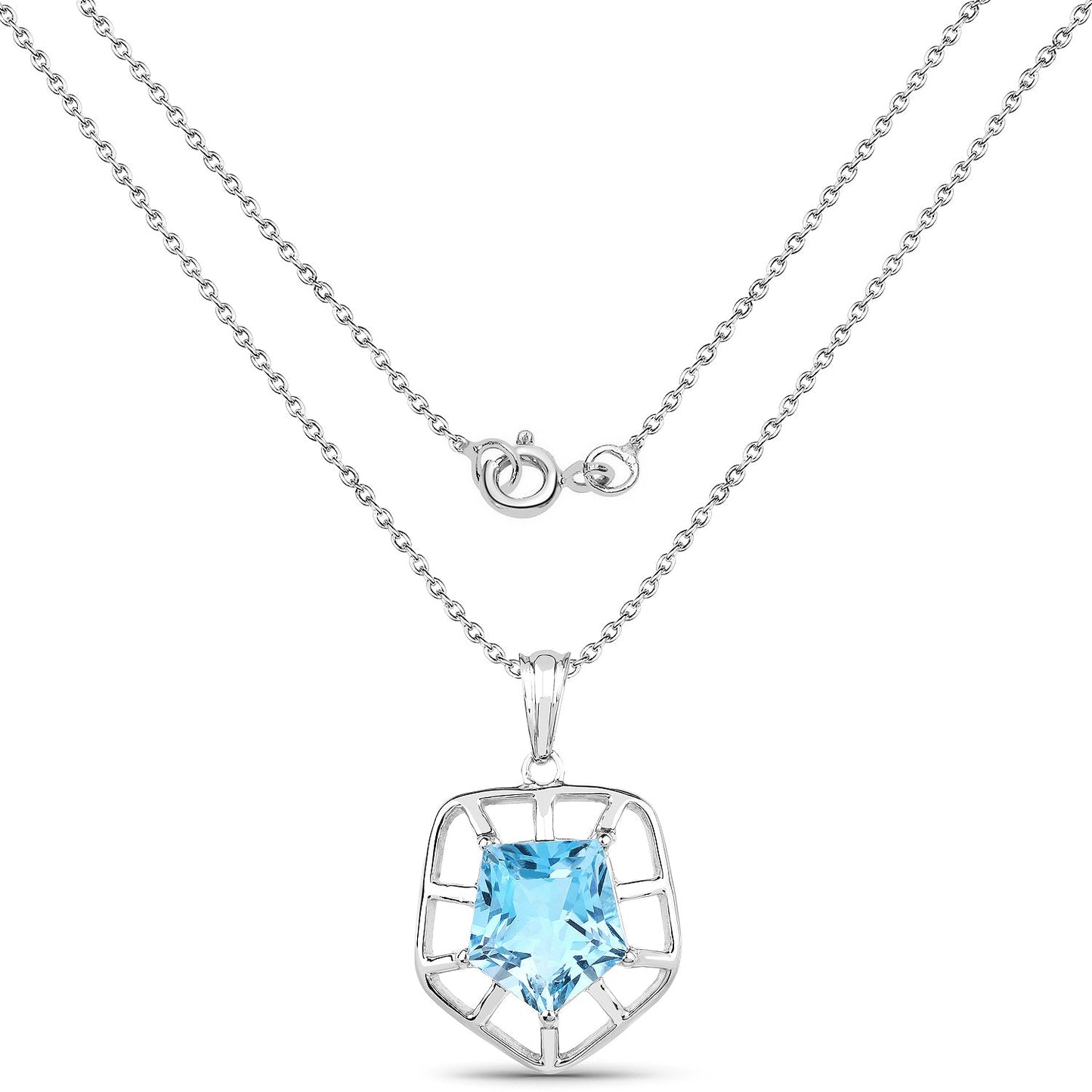 7.60 Carat Genuine Blue Topaz .925 Sterling Silver Pendant - Pendants - p4218sbt - view1 - image - Omni Jewelcrafters
