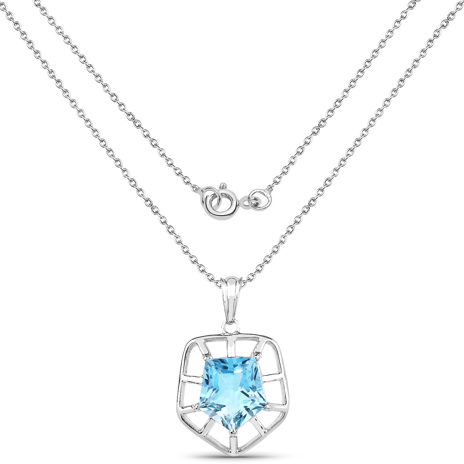 7.60 Carat Genuine Blue Topaz .925 Sterling Silver Pendant - Pendants - p4218sbt - view1 - image - Omni Jewelcrafters