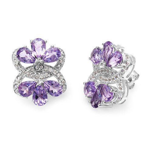 8.52 Carat Genuine Amethyst & White Topaz .925 Sterling Silver Earrings - Earrings - rne003awt - view1 - image - Omni Jewelcrafters