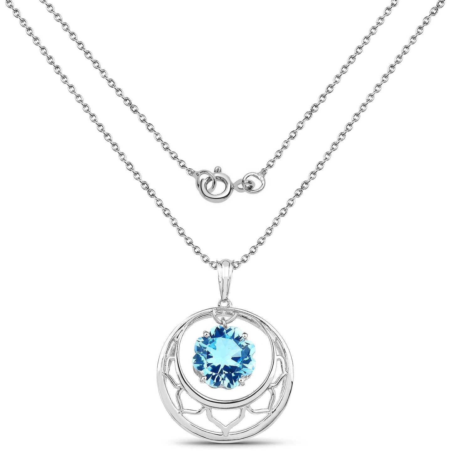 8.75 Carat Genuine Swiss Blue Topaz .925 Sterling Silver Pendant - Pendants - p3973sbt - view1 - image - Omni Jewelcrafters
