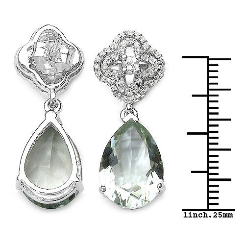 9.14 Carat Genuine Green Amethyst and White Topaz .925 Sterling Silver Earrings - Earrings - e4066gawt - view2 - image - Omni Jewelcrafters