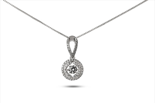 Sterling Silver Dancing Diamond Pendant with Cubic Zirconia and Chain