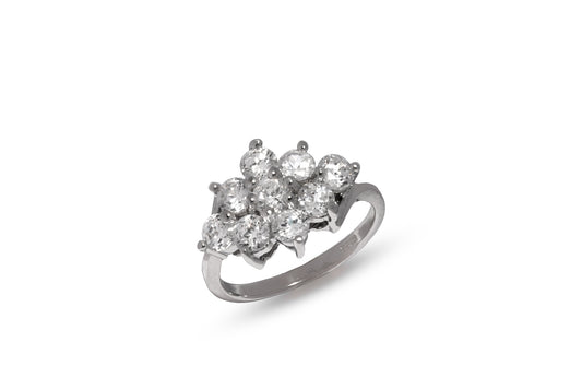 Sterling Silver Ring with Cubic Zirconia Cluster