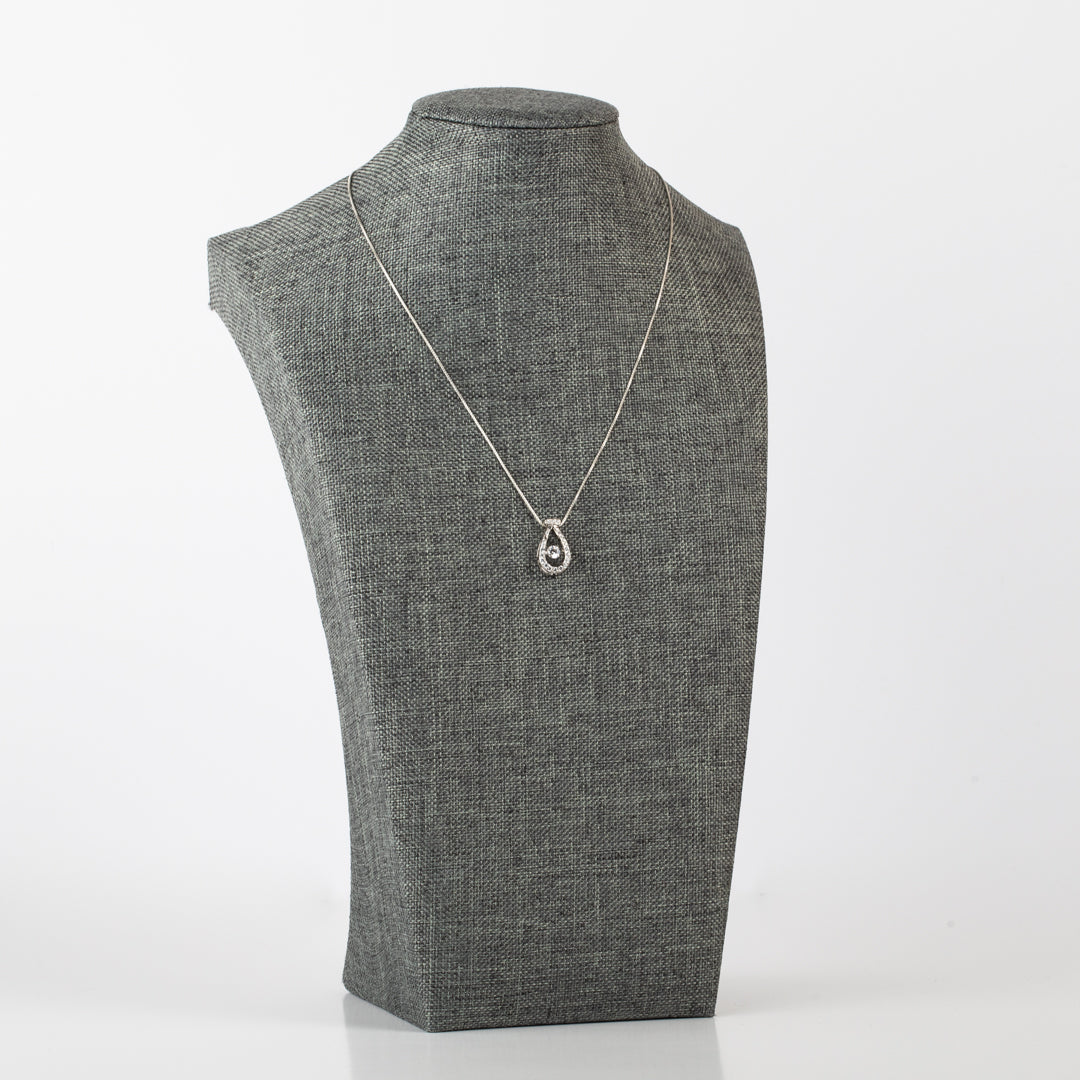 Sterling Silver Dancing Diamond Teardrop Necklace