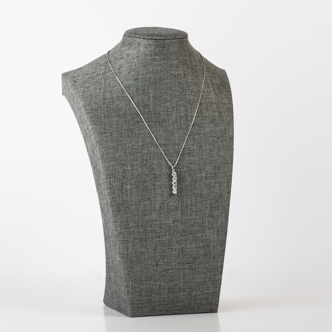 Line Bar Cubic Zirconia Pendant in Sterling Silver (Chain Not Included)