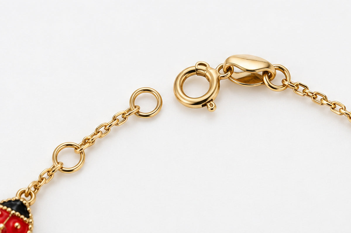 10K Yellow Gold Children's Three-Ladybug Bracelet