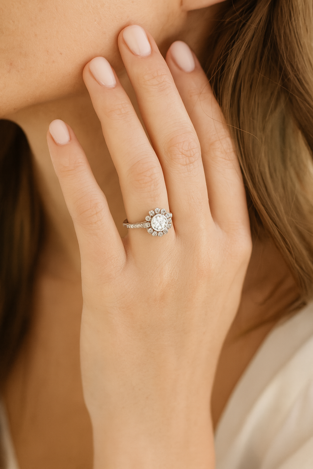 Flower Shaped White Gold Ring