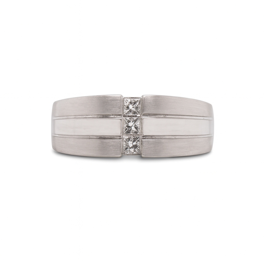 Bague en or blanc 14 carats avec pierres de diamant naturelles