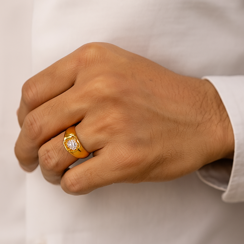 14K Yellow Gold Men’s Diamond Cluster Ring