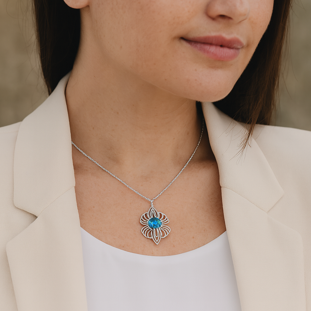 8.18 Carat Genuine Swiss Blue Topaz .925 Sterling Silver Pendant