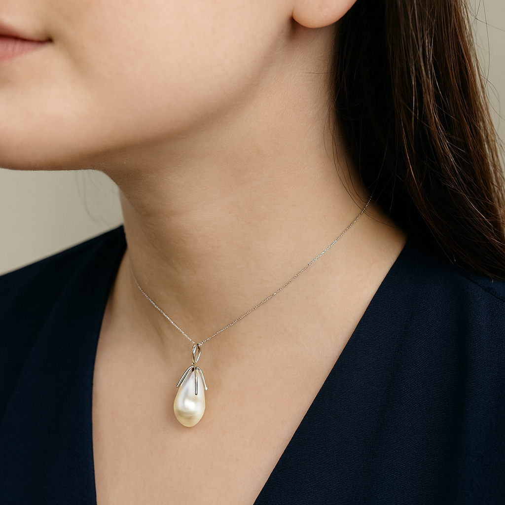 Baroque Pearl Pendant in Sterling Silver Chain