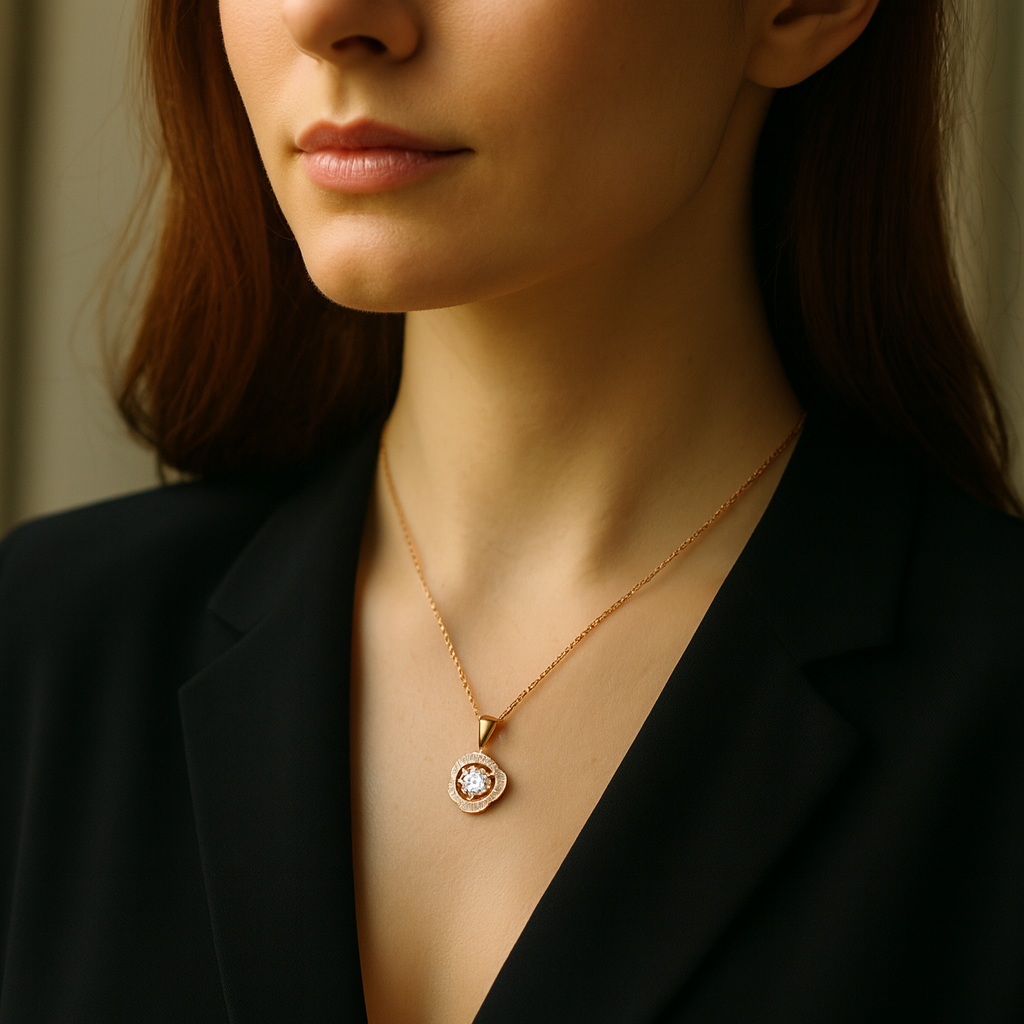 Dancing Diamond Pendant - Cubic Zirconia with Chain