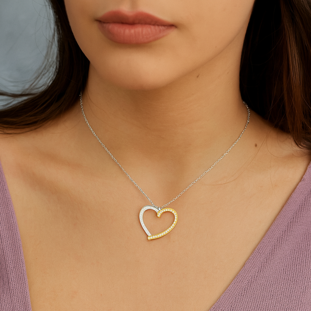 Enchanted Heart-shaped Sterling Silver Pendant with Swarovski Crystals