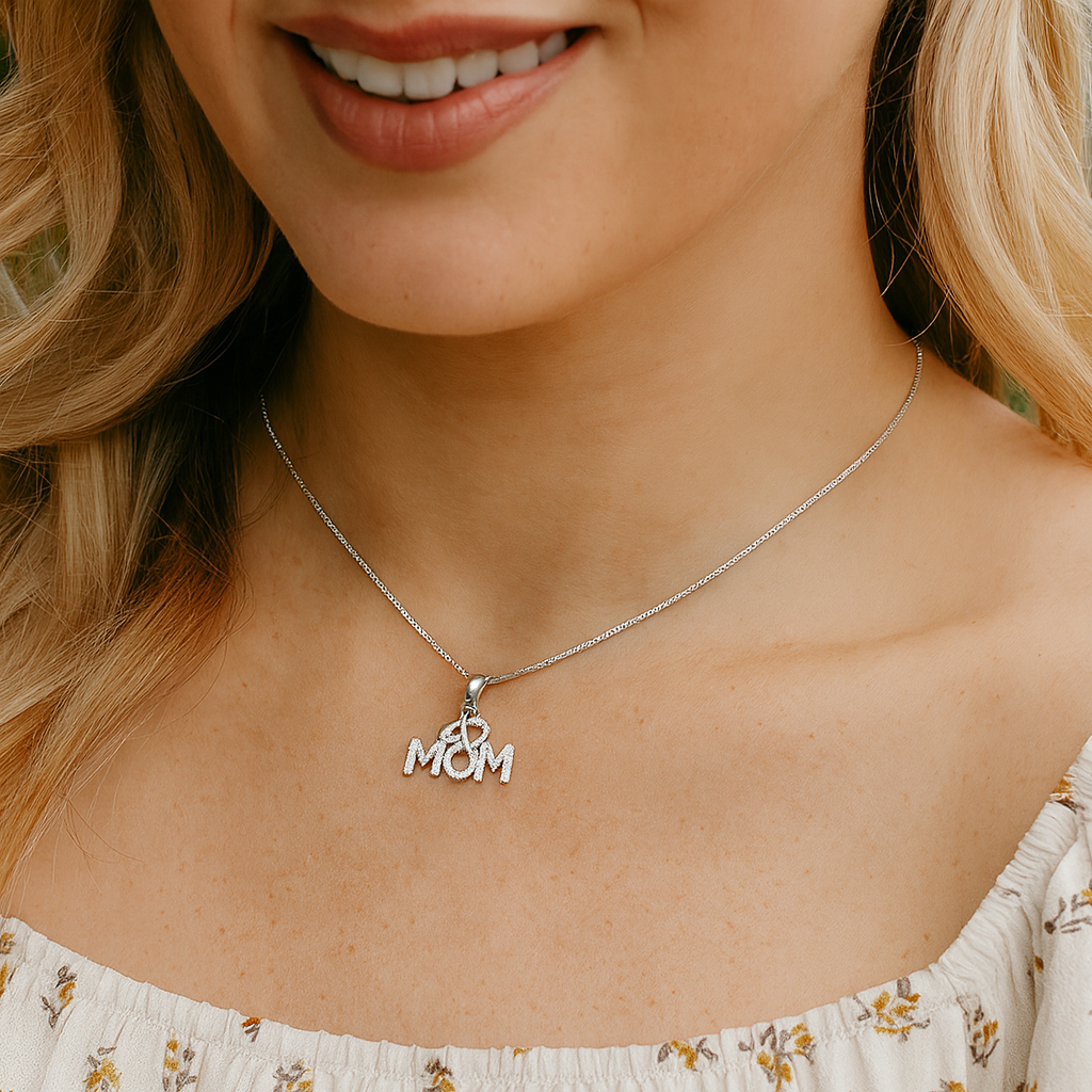 Mom Sterling Silver Pendant ( Chain not Included )