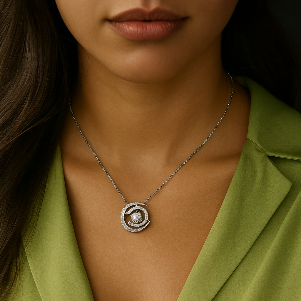 Sterling Silver Dancing Diamond Pendant with Cubic Zirconia