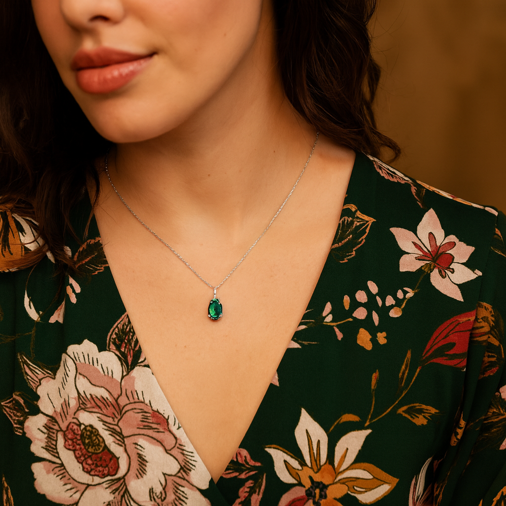 Sterling Silver Green Amethyst Pendant
