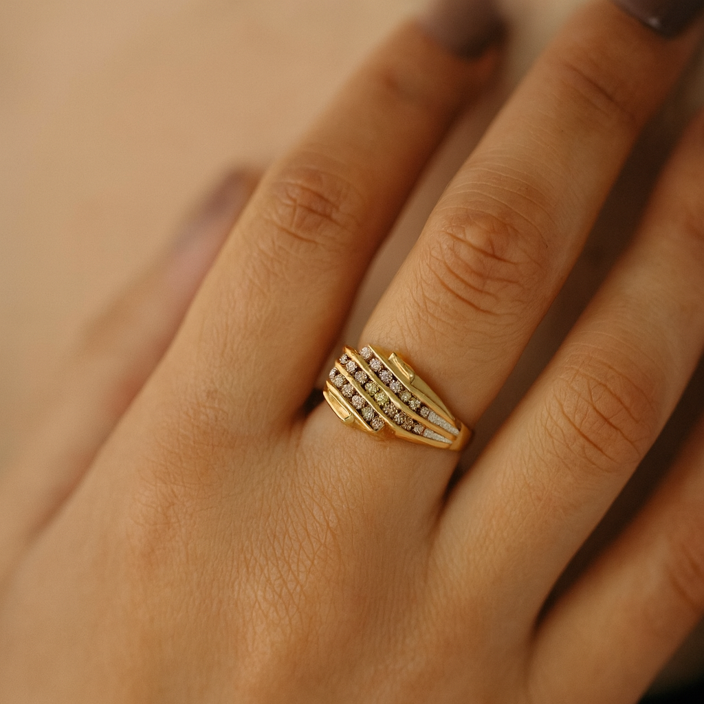 Bague pour homme en or jaune 10 carats avec diamants naturels de 1,50 ct