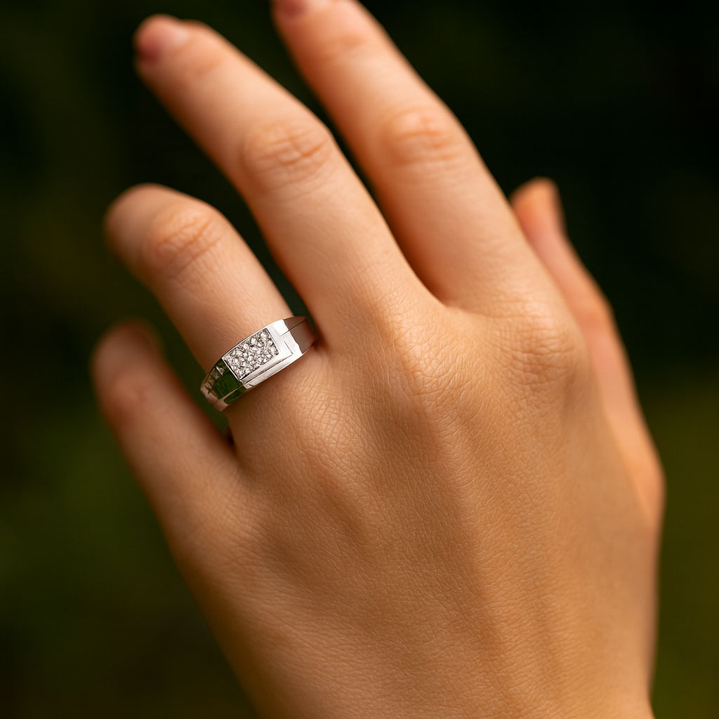 Bague en argent pour homme avec zircone cubique