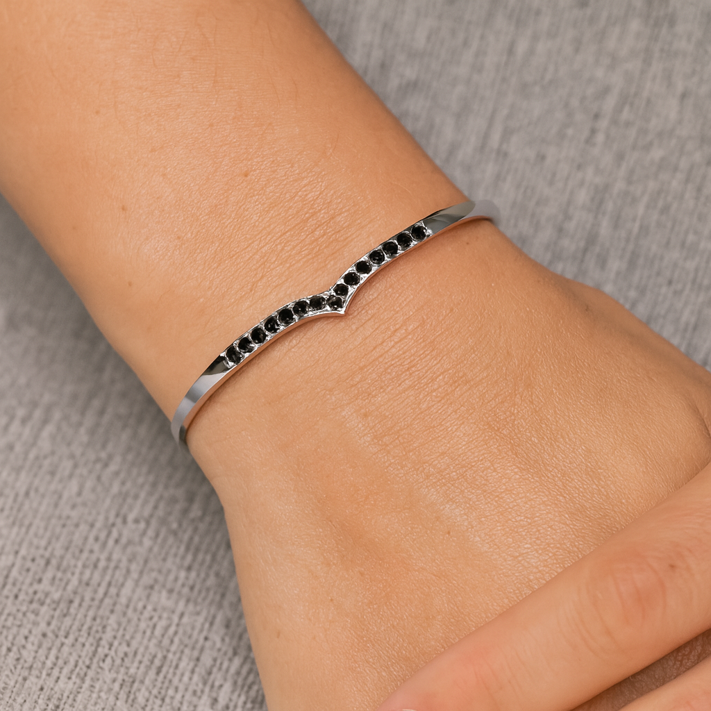 2.28 Carat Genuine Black Diamond .925 Sterling Silver Bangle