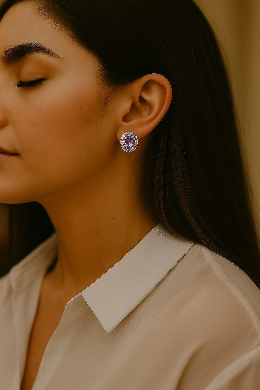 5.50 Carat Genuine Amethyst and Tanzanite .925 Sterling Silver Earrings