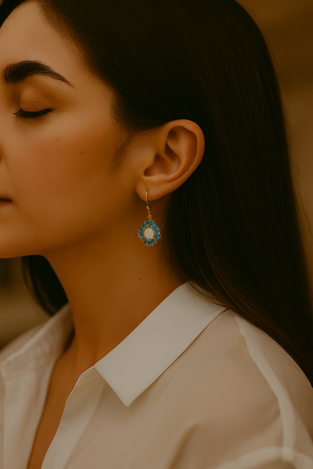 5.76 Carat Genuine Ethiopian Opal, London Blue Topaz and White Topaz .925 Sterling Silver Earrings