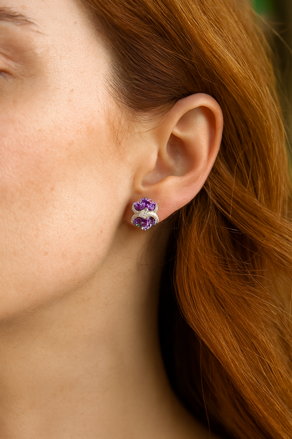 8.52 Carat Genuine Amethyst & White Topaz .925 Sterling Silver Earrings