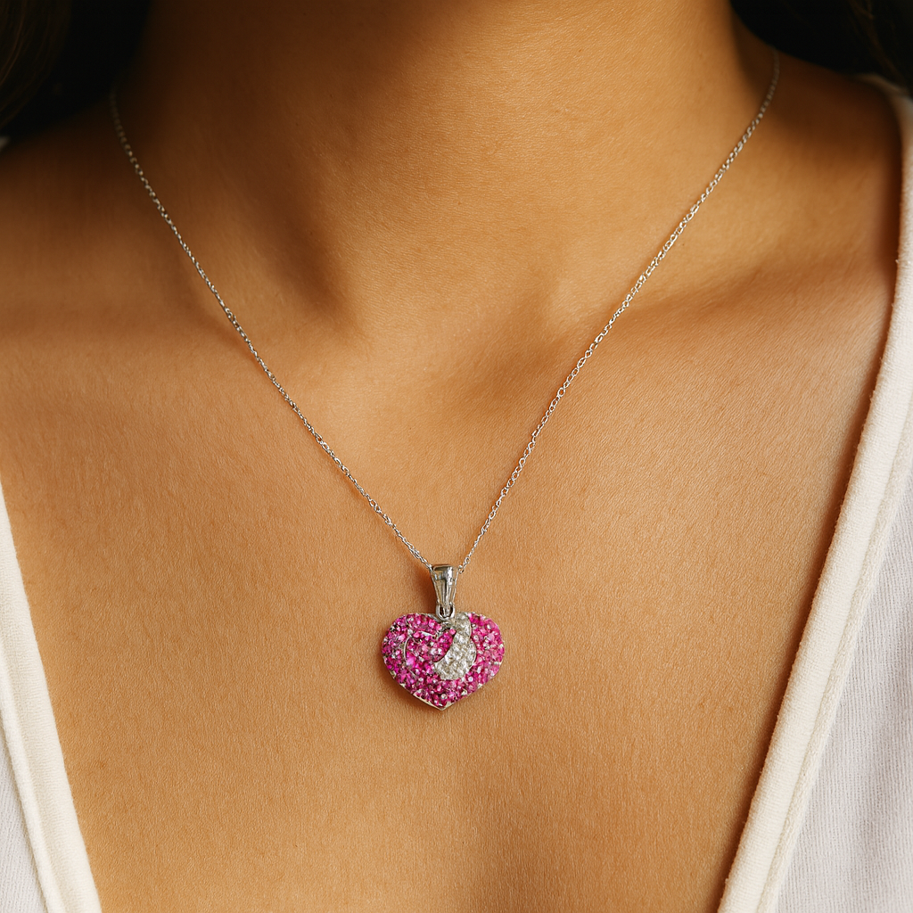 2.75 Carat Genuine Ruby & White Sapphire .925 Sterling Silver Pendant