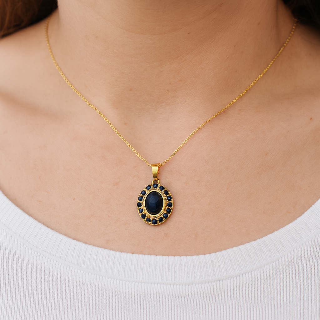 3.02 Carat Genuine Blue Sapphire .925 Sterling Silver Pendant