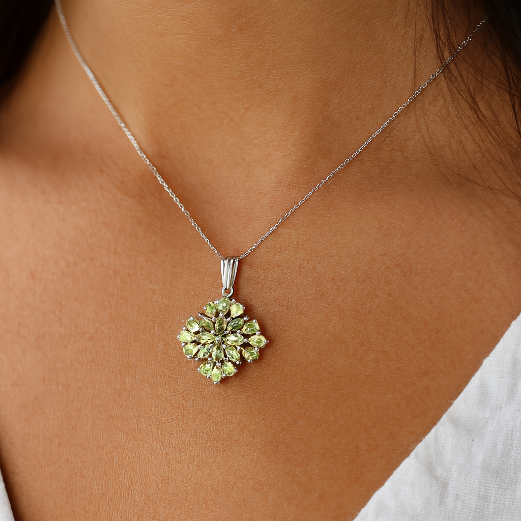 3.40 Carat Genuine Peridot .925 Sterling Silver Pendant