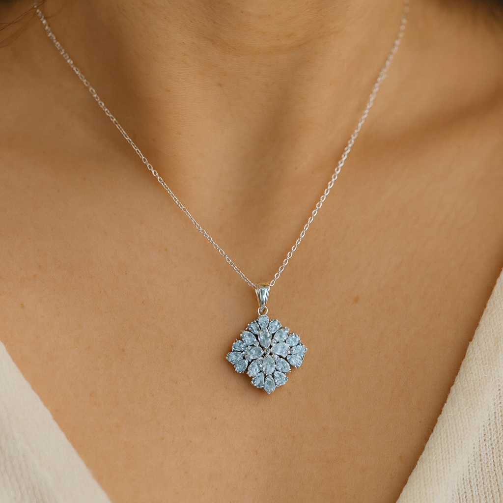 3.80 Carat Genuine Blue Topaz .925 Sterling Silver Pendant