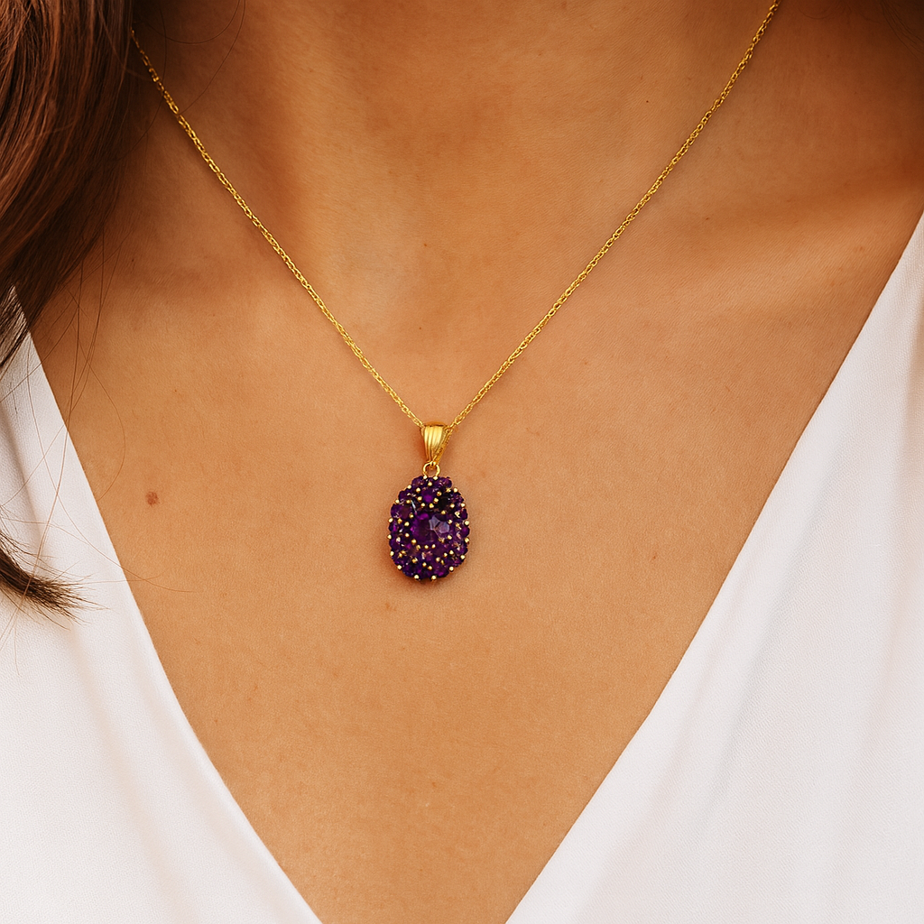 4.04 Carat Genuine Amethyst .925 Sterling Silver Pendant