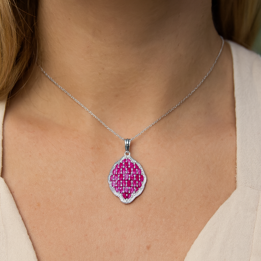 4.46 Carat Genuine Ruby .925 Sterling Silver Pendant