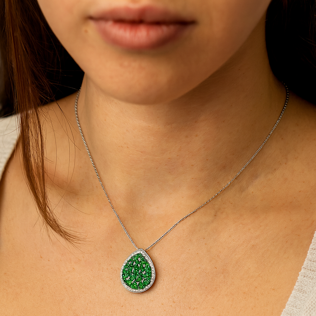4.65 Carat Genuine Chrome Diopside .925 Sterling Silver Pendant