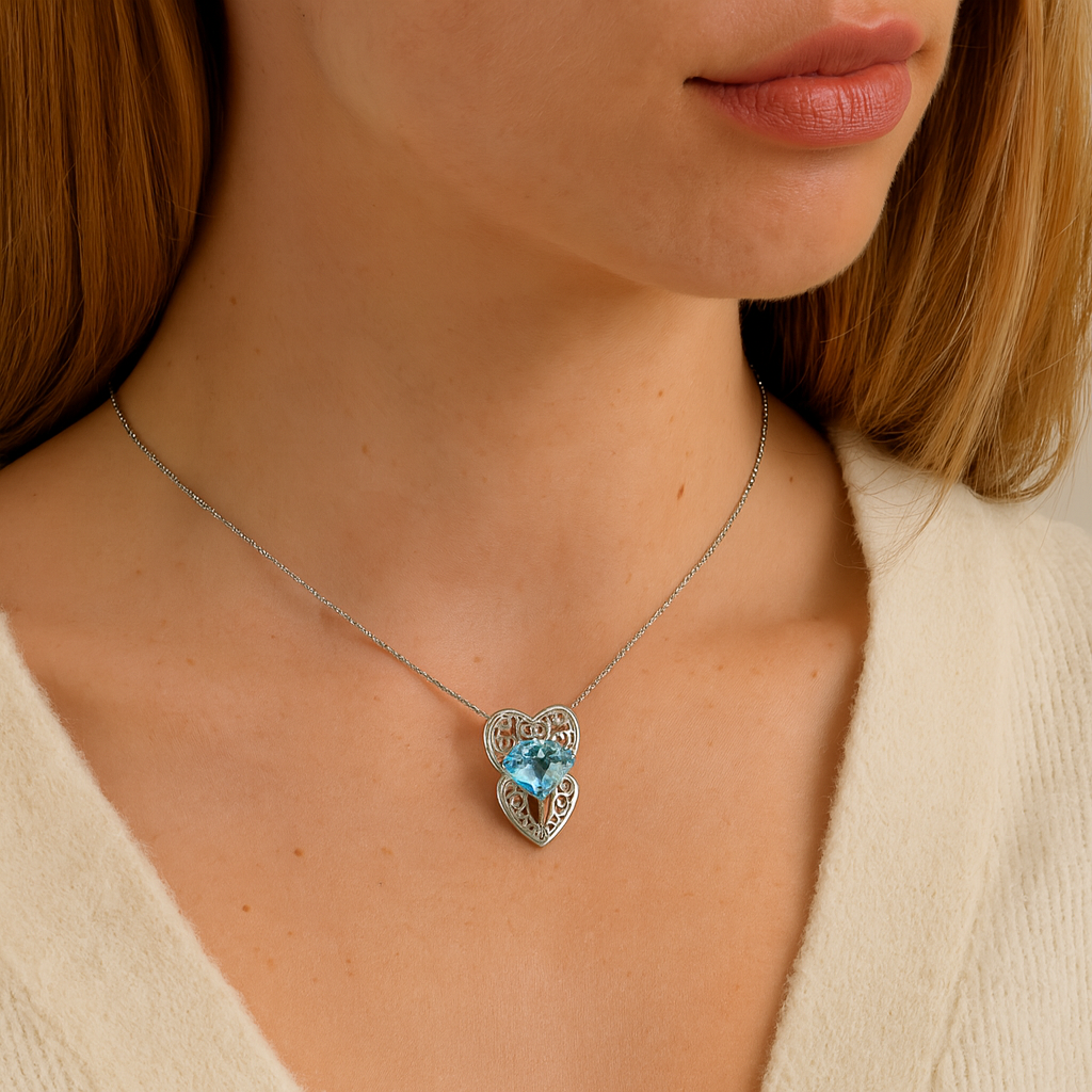 4.65 Carat Genuine Swiss Blue Topaz .925 Sterling Silver Pendant