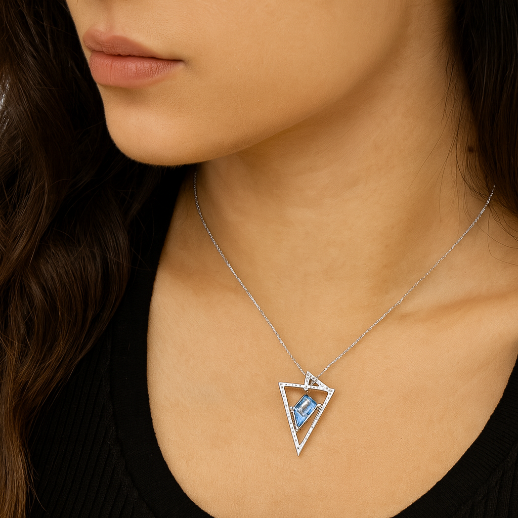 5.00 Carat Genuine Swiss Blue Topaz .925 Sterling Silver Pendant