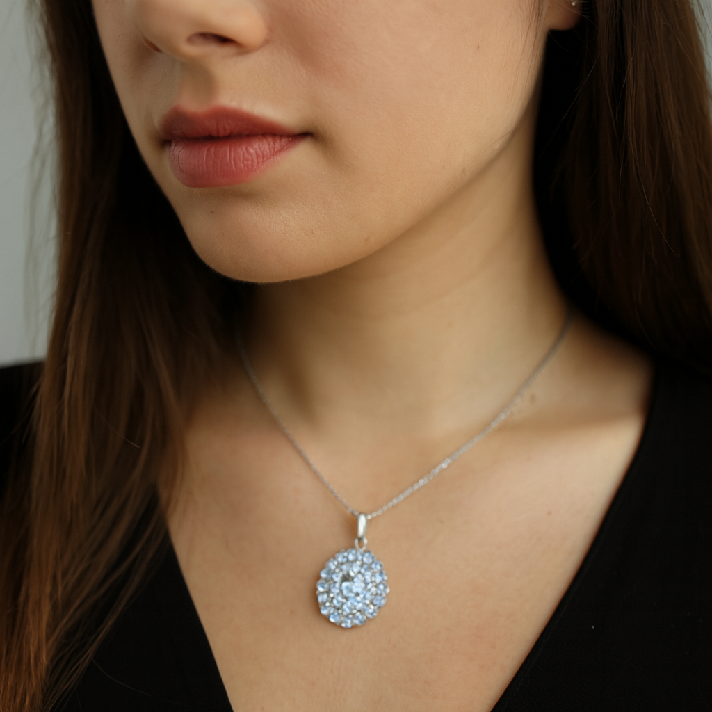 5.49 Carat Genuine Blue Topaz .925 Sterling Silver Pendant