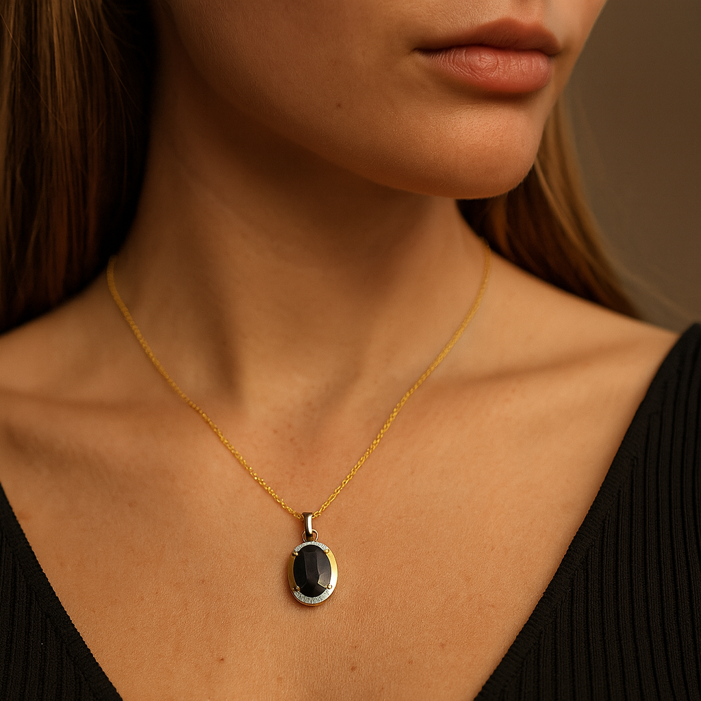 7.50 Carat Genuine Black Sapphire .925 Sterling Silver Pendant