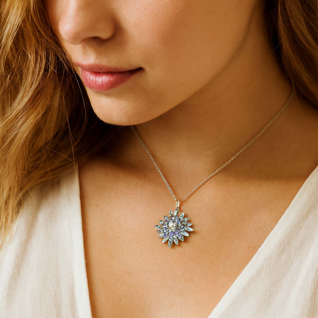 7.09 Carat Genuine Blue Topaz and Tanzanite .925 Sterling Silver Pendant