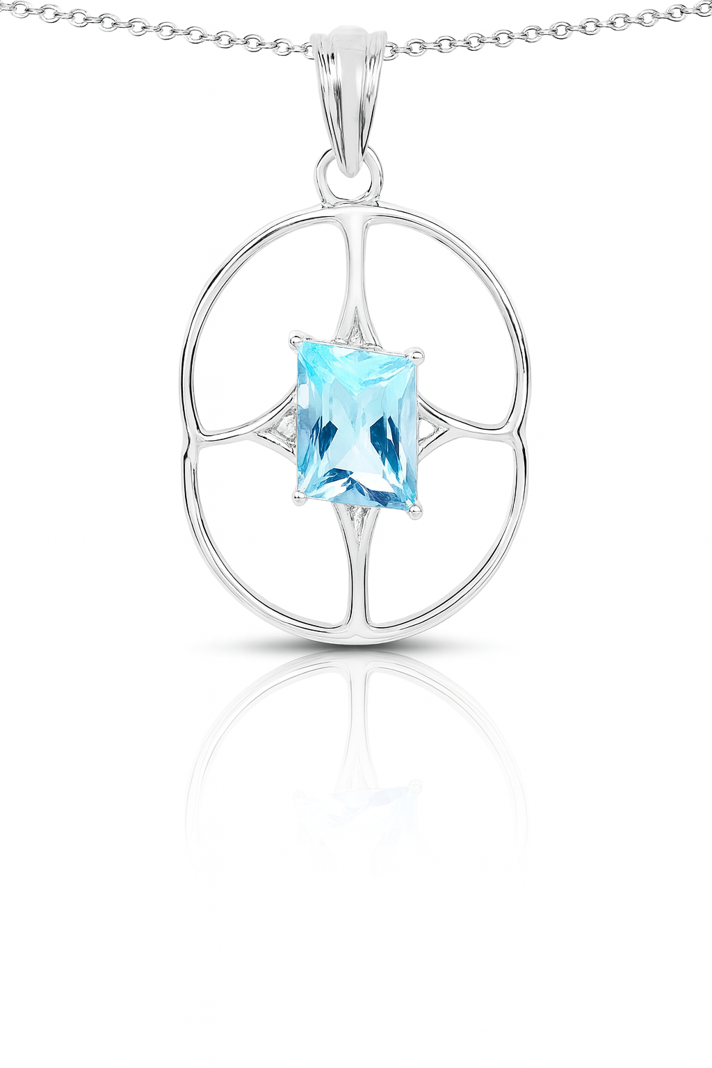 Pendentif en argent sterling 925 avec topaze bleue suisse authentique de 5,26 carats