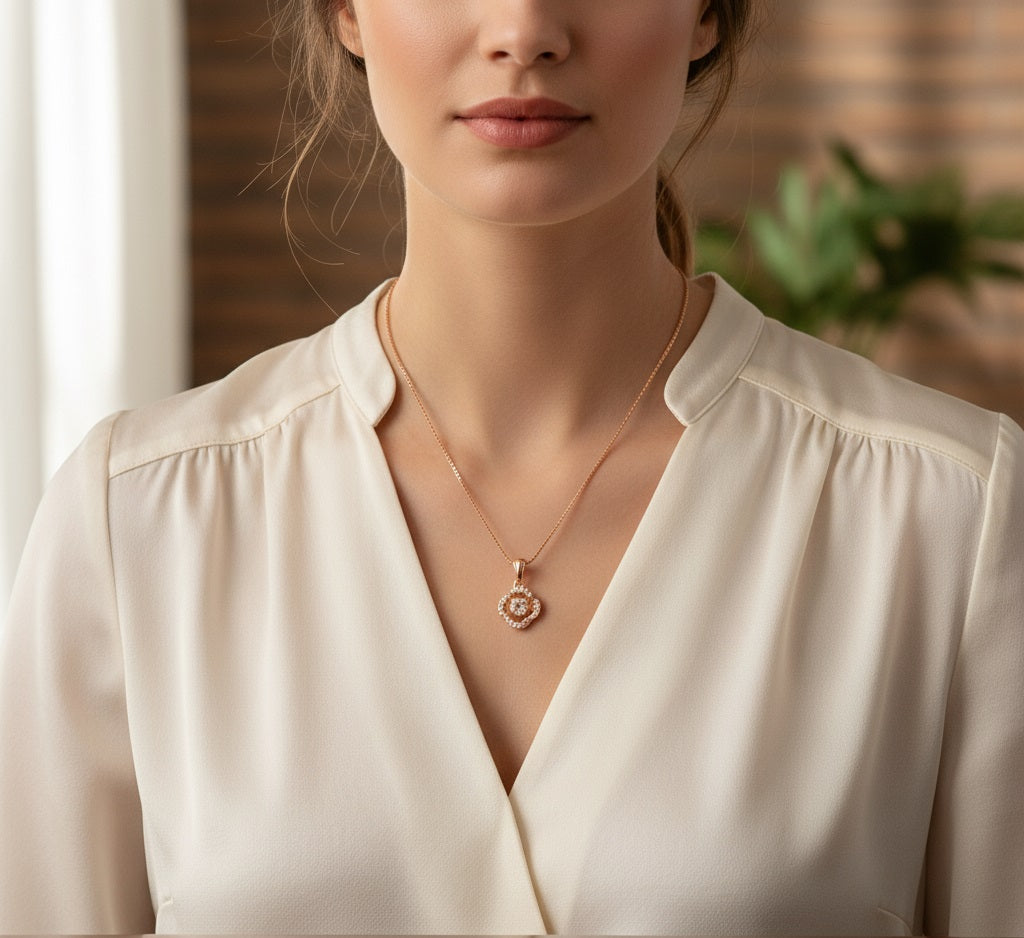 Dancing Diamond Necklace with Cubic Zirconia in Gold ( Chain Included )