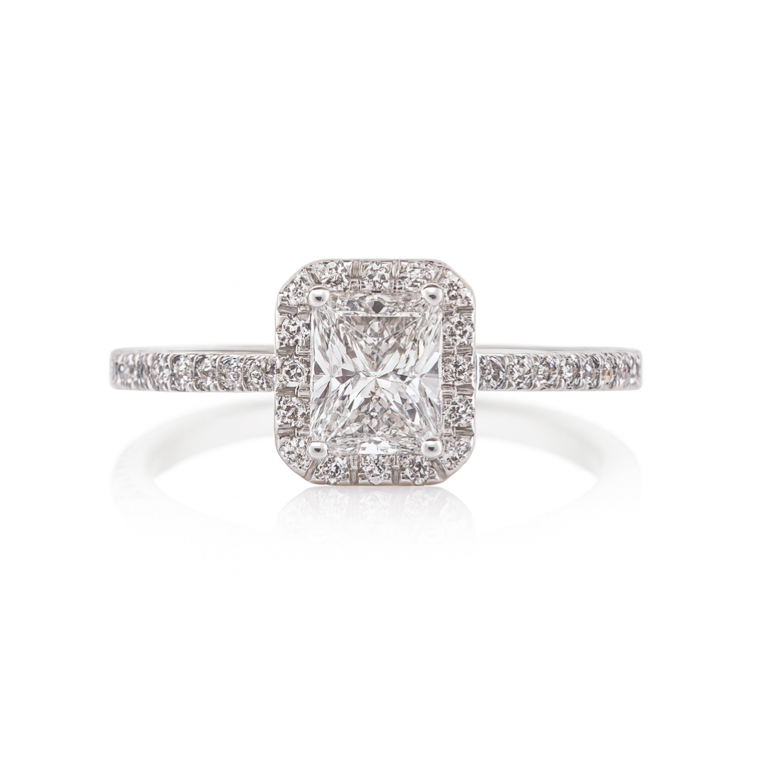 Visible-Cut Diamond Engagement Ring in 14K White Gold